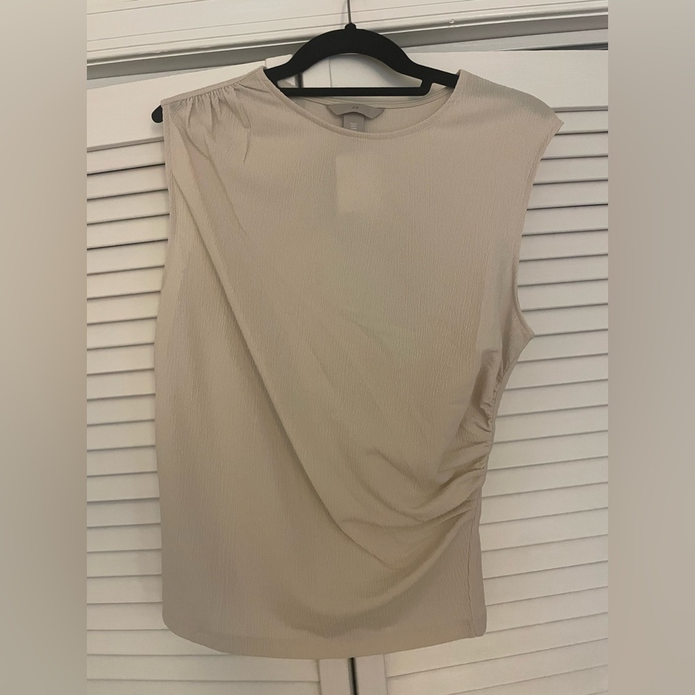 H&M Asymmetrical Cream Sleeveless Blouse